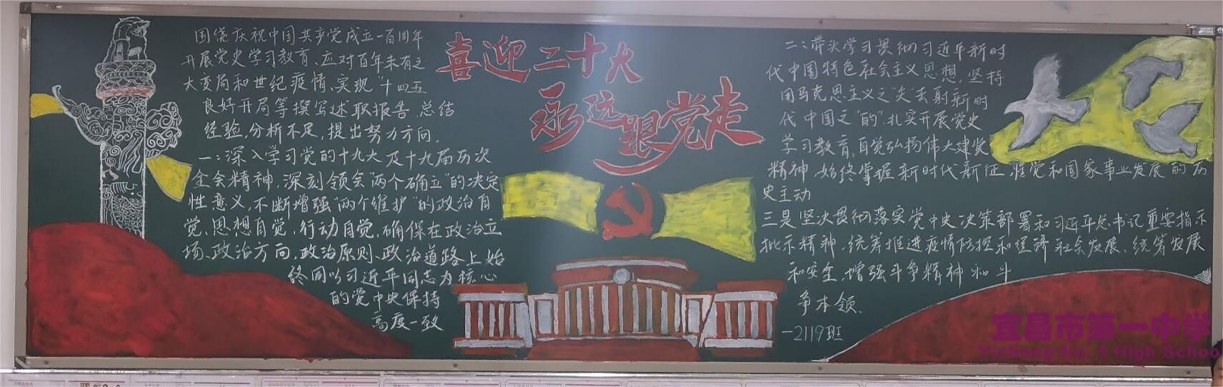我校开展以“喜迎二十大，永远跟党走”为主题的黑板报评比活动